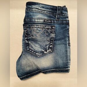 MISS ME SIGNATURE BLUE JEAN SHORTS